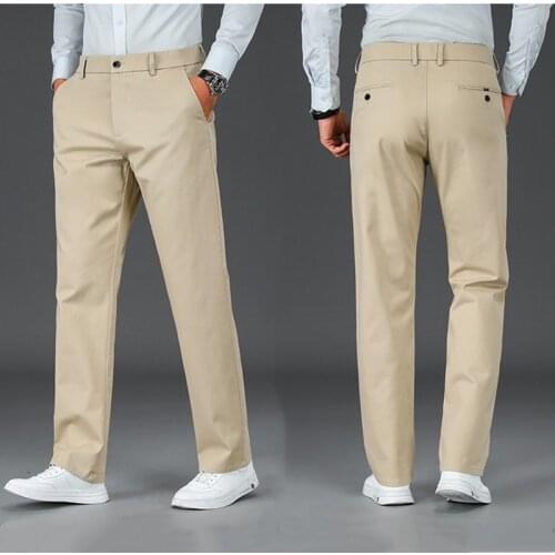 Autumn Winter Thick Casual Pants Men 4 Colors Classic Fashion Business Slim Fit Straight Elasticity Cotton Brand Trousers 40 42