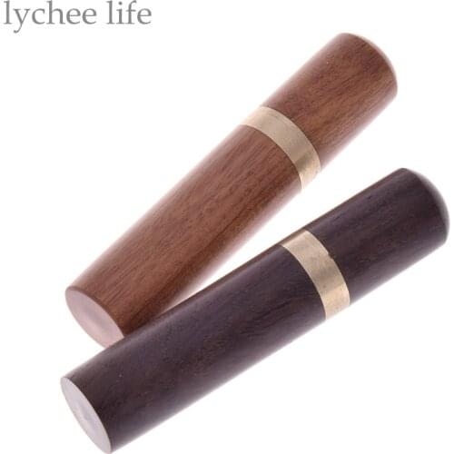 Lychee Life 1pc Leather Craft Sewing Needles Case Wood Box Embroidery Knitting Needle Holder