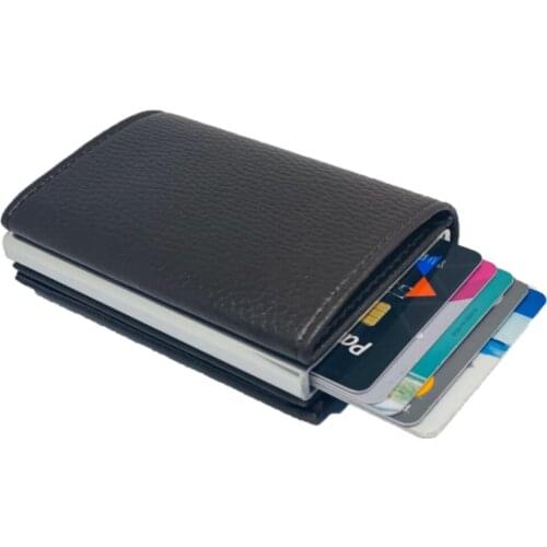 Money-Eyed Automatic Mechanismed Leather Brown Men Card Wallet Wallet Solid Good Quality Convenient And cheap