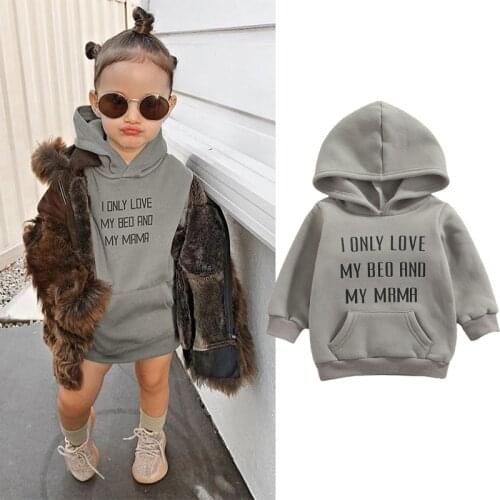 Autumn Children Baby Girls Hoodies Dress Kids Clothes Toddler Letter Print Sweatshirt Dresses Girls Cotton Princess Casual Dress