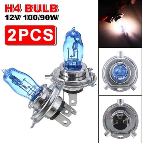 1 Pair H4 Headlight 100/90W 12V High Low Beam LED Car Light Replacement Bulbs 6000K XENON White Headlamp