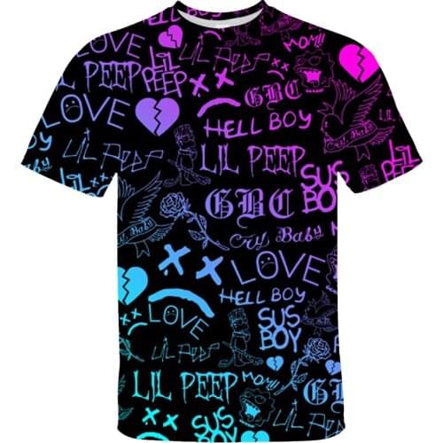 3D Lil Peep T Shirt Womens Oversized T-shirt Childrens Harajuku Short Sleeve Men 3D TShirts Boys/Girls Kids Top Tees Lil.peep