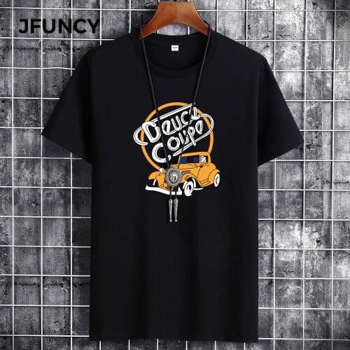 JFUNCY Summer Cotton Oversized T-Shirt Man Street Fashion Personality Hip Hop Short Sleeve Tshirts T-Shirt Breathable Men Top