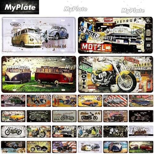 Garage Vintage Metal Poster License Plate Metal Sign Decor Wall Bar Pub Man Cave Tin Signs & Plaques Motorcycle Poster