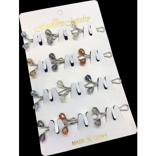 Crystal Muslim Hijab Brooches 12PCS Beautiful Water Drop Hijab Clips Brooches Safety Scarf Buckle Mixed Color