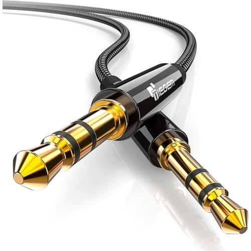TIEGEM Aux Cable 3.5mm Jack Gold Plated Male to Male 3.5 mm Audio Cable Round Aux Cord for iphone/Car/Headphone/speaker/MP3/MP4