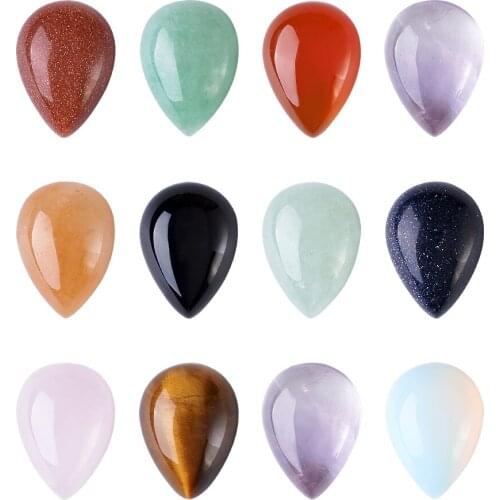 50pcs Mixed Stone Gemstone Cabochons Drop Shape For DIY Bracelet Necklace Jewelry Making 14x10x4mm