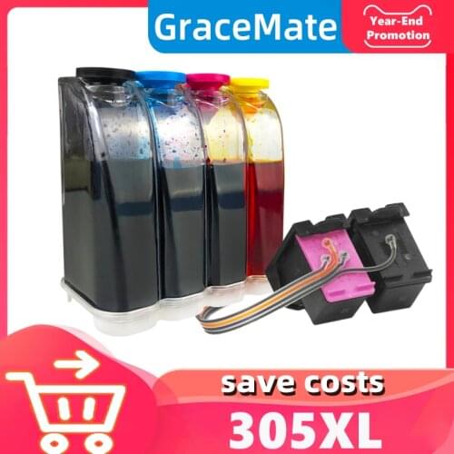GraceMate 305XL Replacement for hp 305 Ink Cartridge Ciss Envy 6020 6022 6030 6032 6420 6422 6430 6432 Inkjet Printer