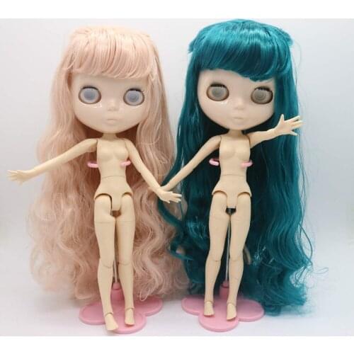 Without eyes chips joint body Nude blyth doll for DIY pink & green