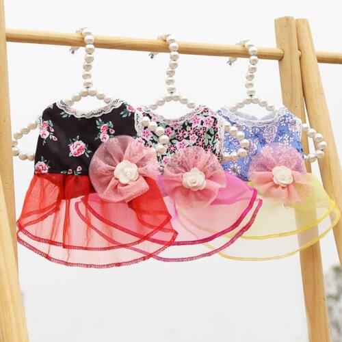 Summer New Cute Small Dog Dresses For Chihuahua Floral Dress Skirt Puppy Princess Clothes Apparel Vest Wedding Dress