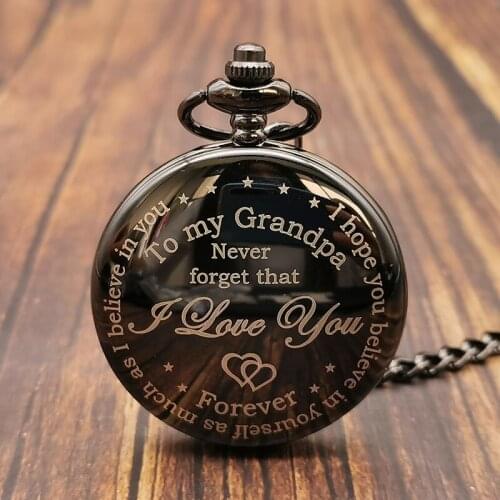 Best retro gift for grandpa quartz pocket watch steampunk black quartz pocket watch souvenir clock