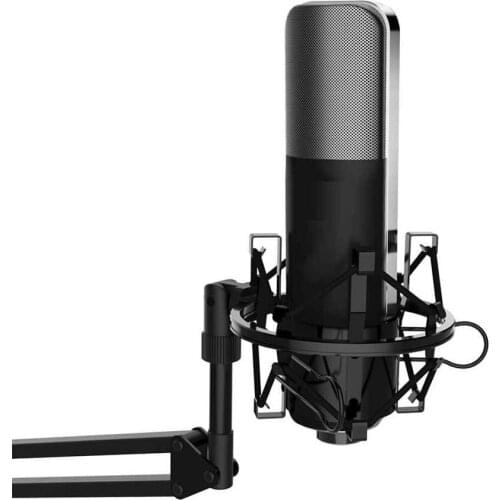 Computer Game USB Microphone, Computer Conference Microphone, Condenser Microphone, Shock Mount, Live Concert Microphone (Black)