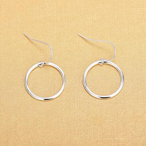 Fashion 925 Sterling Silver Circles Drop Earrings For Women Birthday Gifts Jewelry
