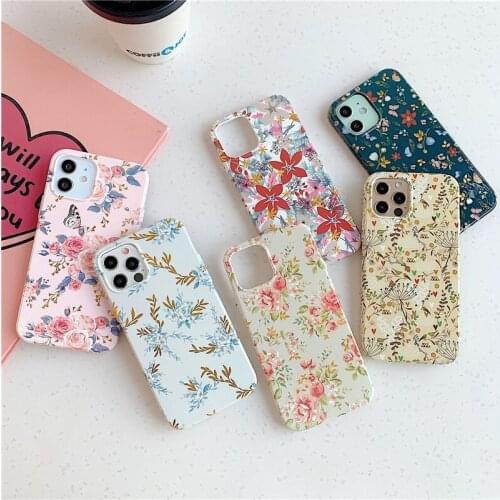 Fashion Rose butterfly floral phone case For iphone 12 12Pro Max 11 11Pro SE 2020 7 8 Plus X XR XS Soft silicone TPU case cover