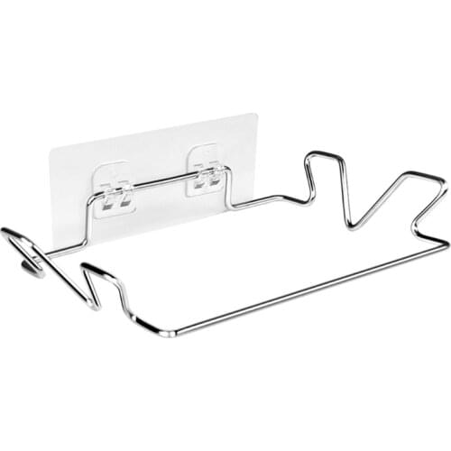 Wall Mounted Stainless Steel Garbage Bag Holder Adhesive Hanging Trash Rack Multifunctional Towel Hanger Organizer M6CE