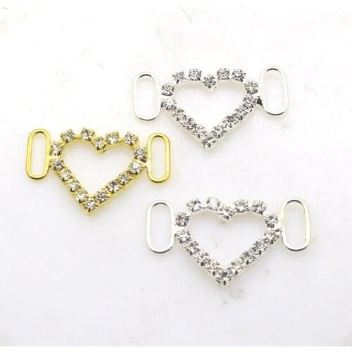 New Bra Swimsuit Metal Rhinestones Heart Crystal Buckles 10Pcs/Lot Shoes Belt Ribbon Fitting Buckle Decoration Sewing Accessorie