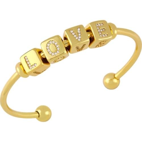 The New Alphabet Dice Fashion Simple Inlaid Diamond Personality DIY26 Ietters Bracelet