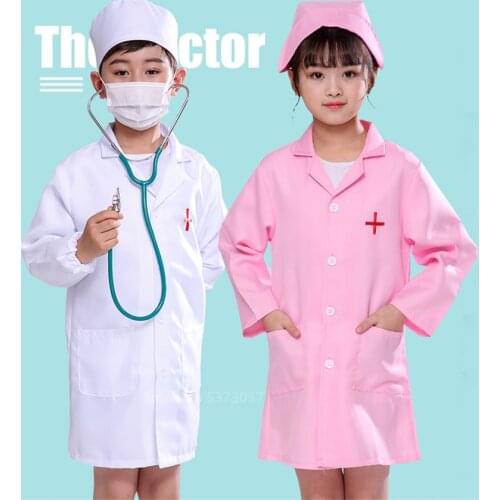 New Dentist Lab Uniform Simulation Workwear Children Uniform Halloween Cosplay Costume Fancy Carnival Party Kids Toys Set