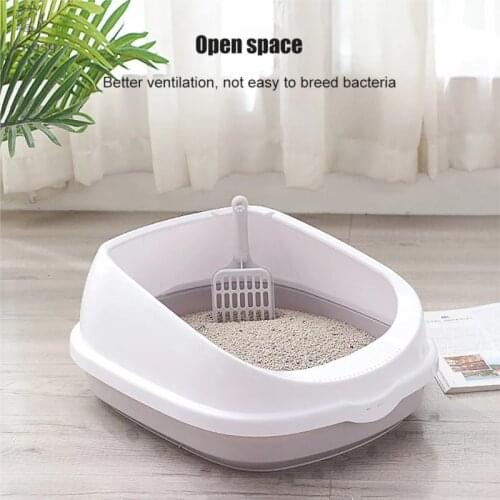 Semi-enclosed High Fence Cat Litter Box With Scoop Excrement Training Sand Litter Box Anti-splash Dog Toilet Pet Toilet Bedpan