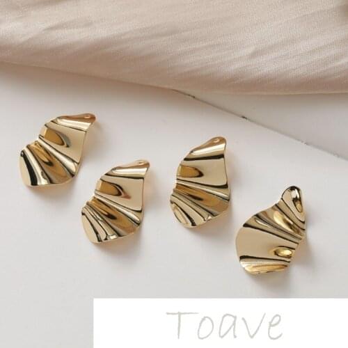 Gold-clad copper plated real gold folds water drop pendant special-shaped copper material diy earrings necklace accessories