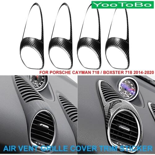 Real Carbon Fiber Dashboard Instrument AC Air Conditioner Vent Grille Outlet Cover Trim Sticker For Porsche Cayman Boxster 718