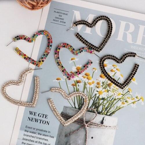 Simple Fashion Women Jewelry Colorful Rhinestone Love Heart Stud Earrings For Women Girls Ear Jewelry 2020 New