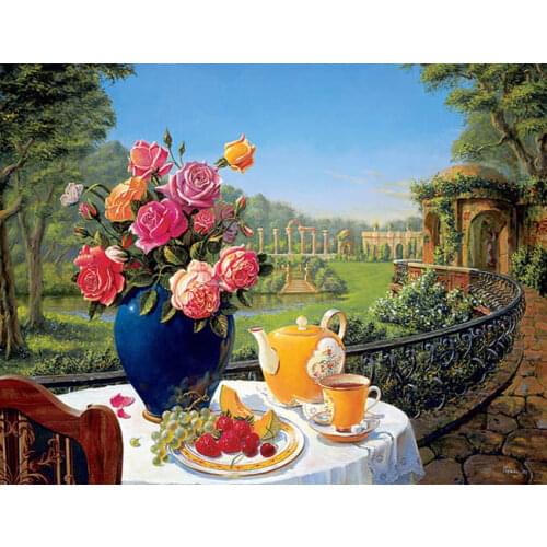Garden Scenery Rose Flower Fruit Embroidery Needlework Crafts 14CT Unprinted Cross Stitch Kits DIY Quality Handmade Decor