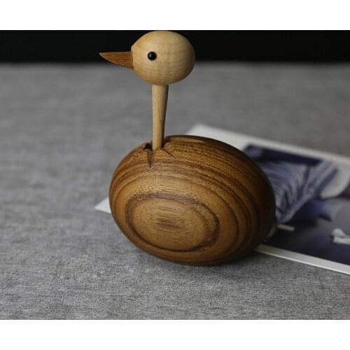 Nordic Handicraft Log Handmade Ostrich Puppet Solid Wood Ornaments Creative Wood Home Decorations