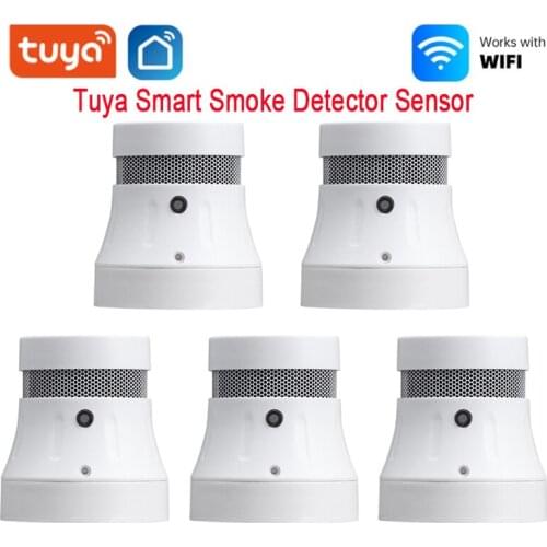 Tuya Smart Wifi Smoke Detector Smart Fire Alarm Progressive Sound Photoelectric Smoke Sensor Fire Protection Smart Life APP