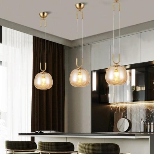Modern LED Dining Room Glass Pendant Light Bedroom Bedside Lamp Industrial Style Living Room Kitchen Bar Decorative Hanging Lamp