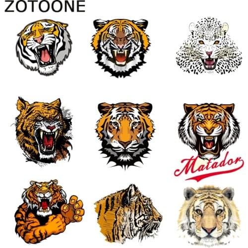 ZOTOONE Tiger Patches Heat Transfer Animal Iron on Patches for Clothing Iron on Letters Beaded Applique Clothes DIY Accessor E