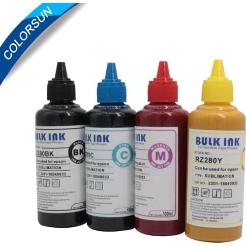 Colorsun 4 x100ml/bottle Universal Sublimation Ink For Epson Printers Heat Transfer Ink Heat Press Sublimation Ink