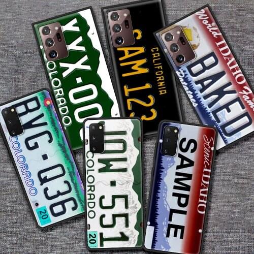 Vintage Retro License Plate For Samsung S20 FE S21 Case for Galaxy S10 S9 S8 S10e S7 Note 20 Ultra 10 Plus Soft Phone Cover Capa