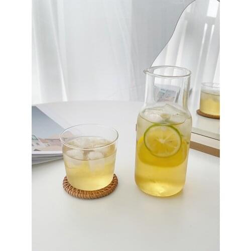 Japanese Style Cold Water Bottle for One Person with Single Cup of Simple Transparent Glass Breakfast Juice Pot Household Teapot