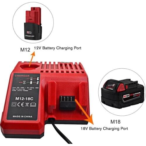 Hot M12-18C Li-ion Battery Charger for Milwaukee 12 V 14.4V 18V C1418C 48-11-1815/1828/1840 M18 M14 M12 Lithium Battery