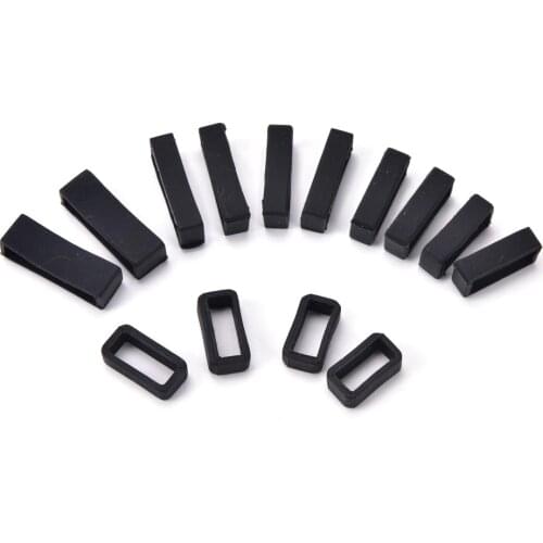 Rubber Watch Band Accessories 14mm 16mm18mm 20mm 22mm 24mm 26mm Black Silicone Watch Strap Small Rubber Loop Holder Locker 2pcs