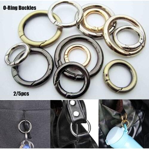 5PCS Zinc Alloy Spring O-Ring Buckle Hooks Bag Belt Snap Clip Carabiner Purses Plated Gate Round Push Trigger Outdoor Tools