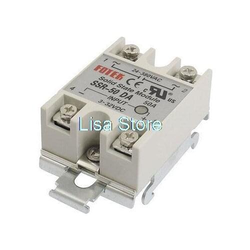 50A Gray Metal Base Solid State Relay w DIN Rail SSR-50DA Input 3-32V