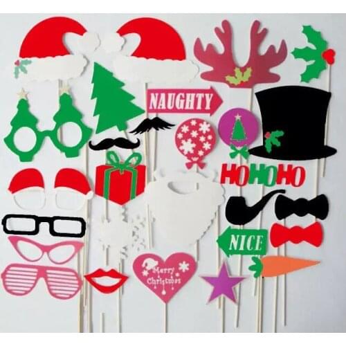 Free shipping 10bags=28pcs/bag funny Christmas hat glasses photo booth props party decoration event party supplies