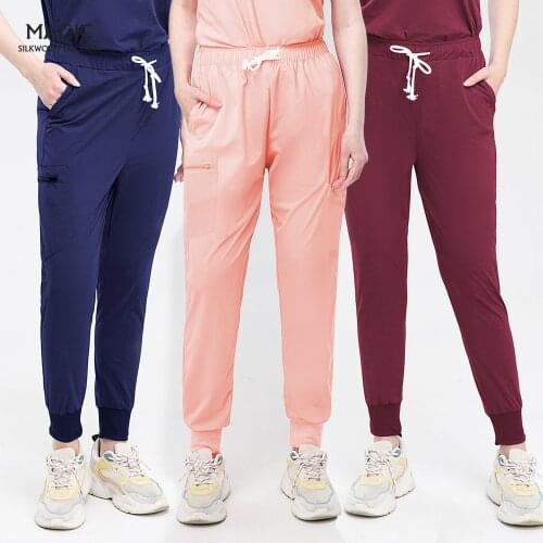 Unisex Hospital Doctor Scrub Nurse Bottoms Pet Grooming Nursing Work Jogging Pant Health Service Elastic Waist Medical Trousers