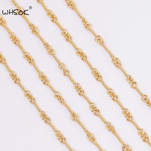 WHSOK 1M/Lot Chains For Necklace/Jewelry Accessories/Hand Made/Genuine Gold Plating/Jewelry Findings & Components/DIY Chains