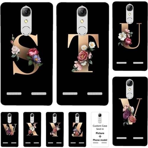 Flower 26 English Letters Custom Initial Case For Lenovo K6 K 6 K33a48 K33 a48 b36 K33b36 5.0" K6 Power Soft Silicone Cover