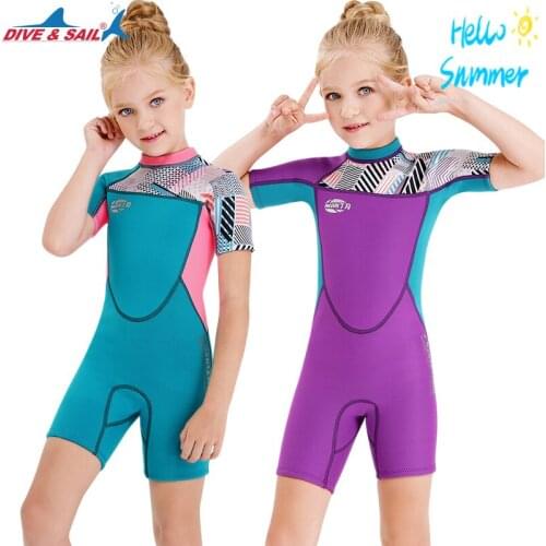 Wetsuits Kids/Youth 2.5mm Neoprene Shorty Short Sleeve One Piece Surfing Swimming Diving Swimsuits Keep Warm Back Zip Boy Girls
