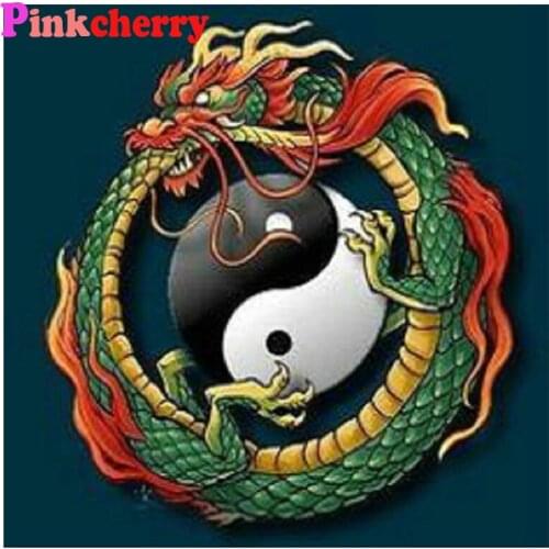 DIY diamond painting Yin and Yang Dragon cross stitch mosaic decor square round diamond embroidery manual gift Chinese style P71