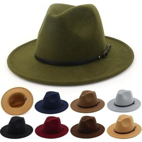 Men / Women Vintage Wide Brim Hat Church Party Ladies Felt Jazz Cap cowboy party hat