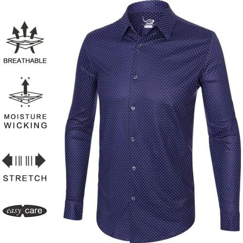EAGEGOF Male Long sleeve casual Golf shirts Non-iron Social Business dress shirt Brand Men Clothing Regular fit Soft Comfortable