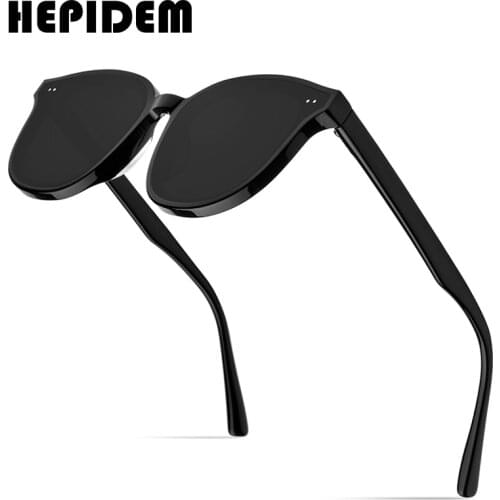 HEPIDEM 2020 New Acetate Round Sunglasses Men Gentle Brand Designer Oversize Sun Glasses for Women Vintage Mirrored UV400 Lang