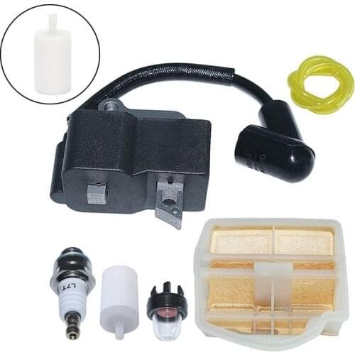Ignition Coil Air Filter Primer Bulb Spark Plug Ignition Coil For 445 450 JONSERED 2245 2250 Ignition Coil Fuel Hose Fuel Filter