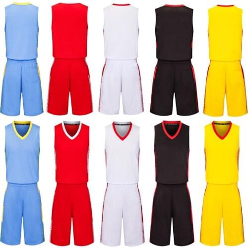 Men blue Basketball Set Uniforms kits Sports clothes kids red basketball jerseys college tracksuits DIY Customized name logo