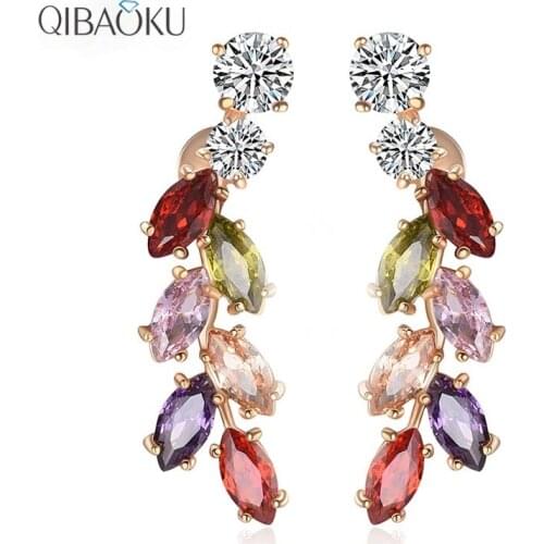 Colorful Cubic Zirconia Fashion Long Piercing Earrings Womens Studs Earrings Korean Style Wicker Luxury Jewelry